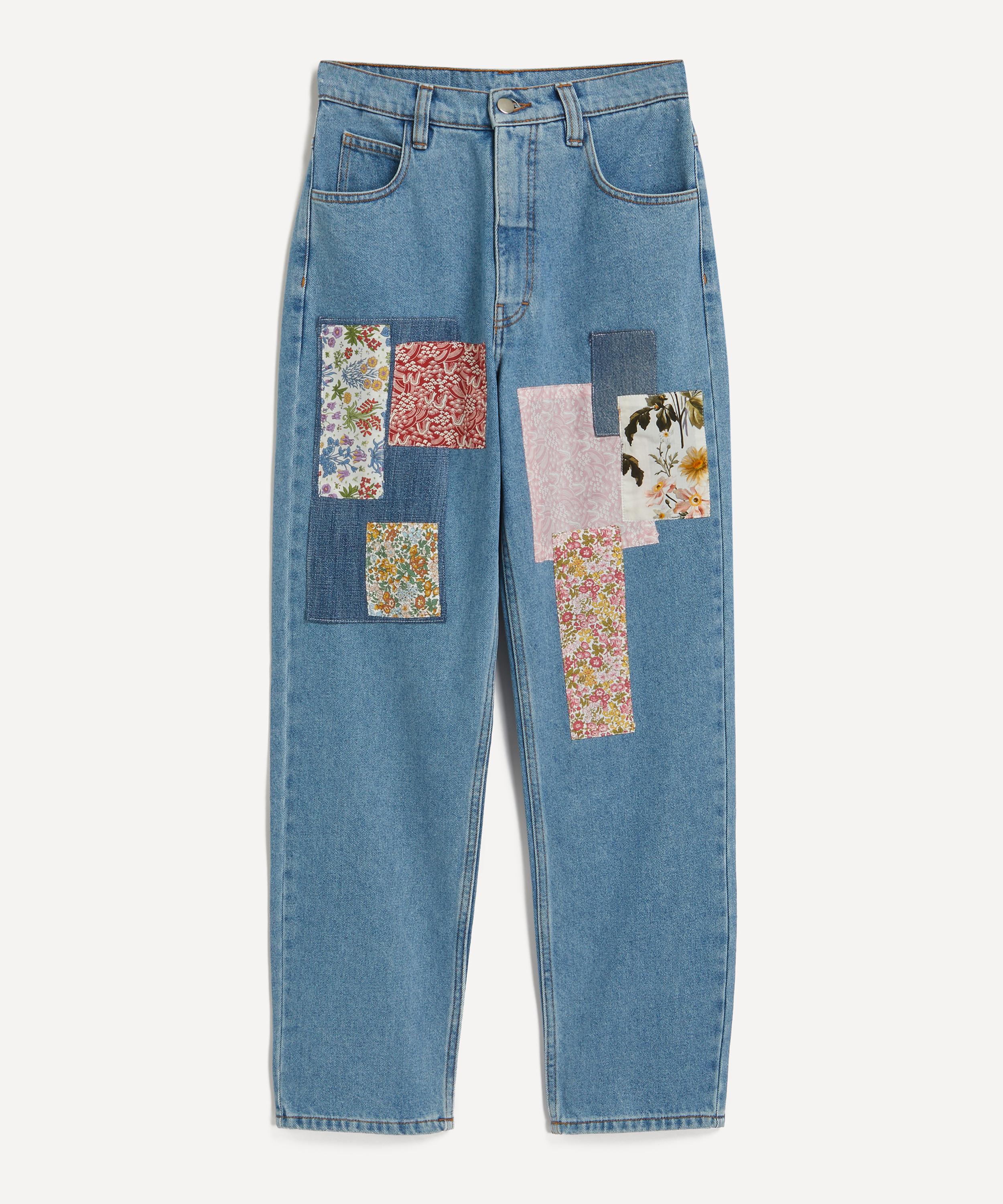 Fanfare Label - High-Waisted Liberty Patch Blue Jeans image number 0