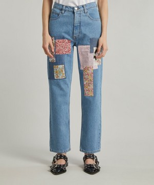 Fanfare Label - High-Waisted Liberty Patch Blue Jeans image number 2