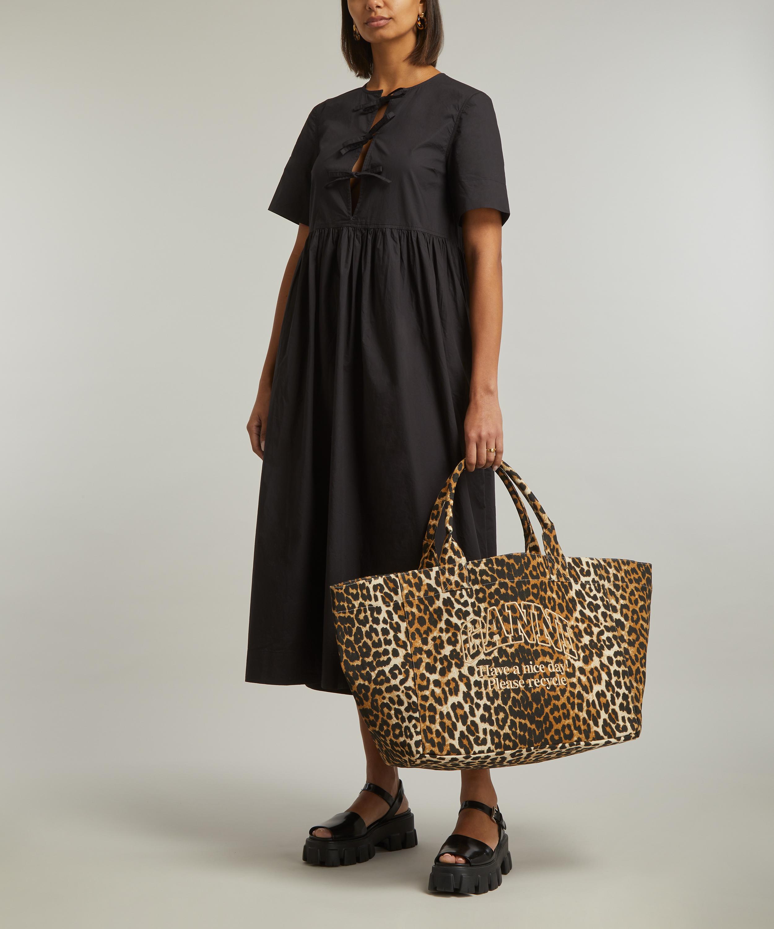 Ganni - Leopard Oversized Canvas Tote Bag