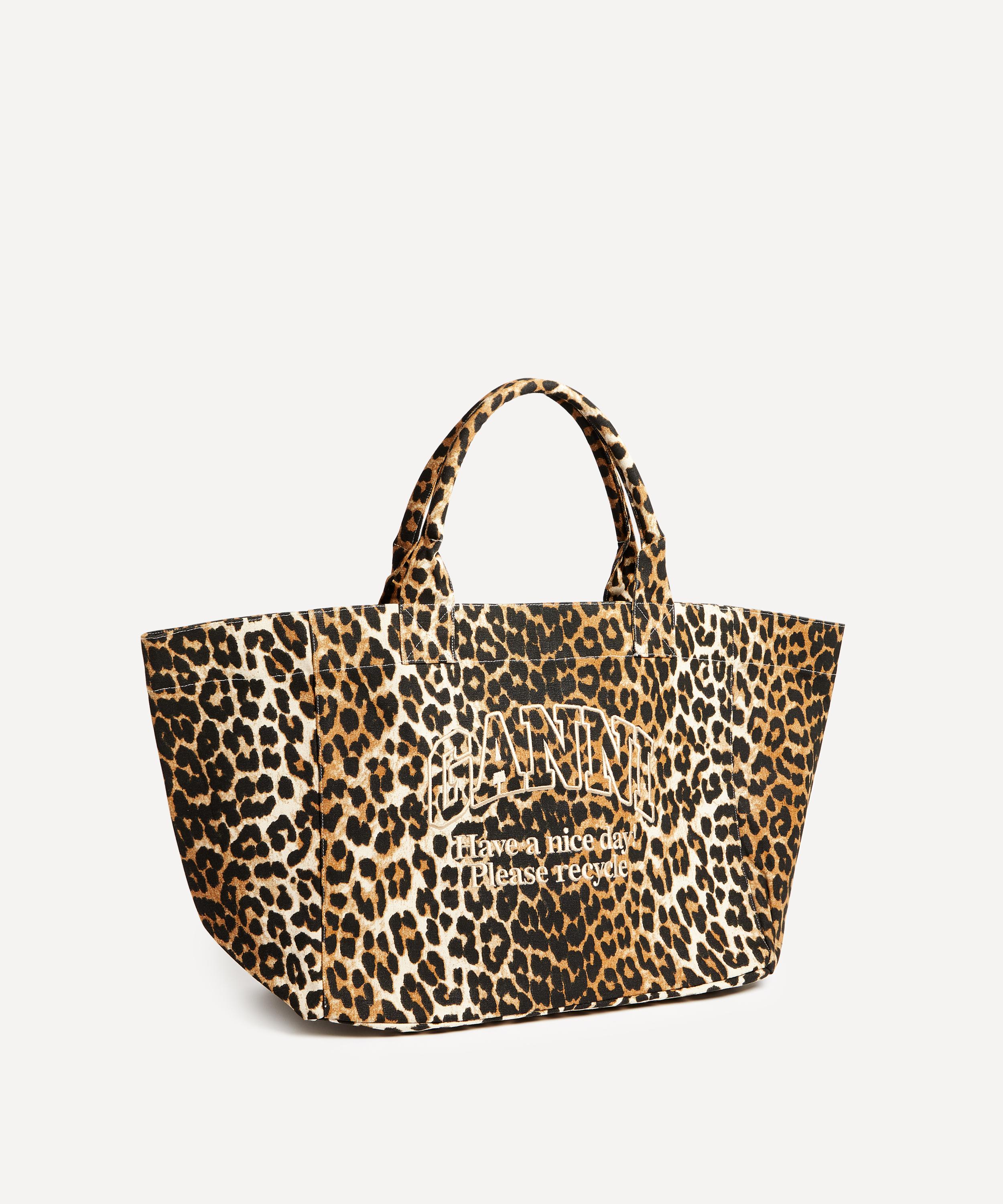 Ganni - Leopard Oversized Canvas Tote Bag image number 2