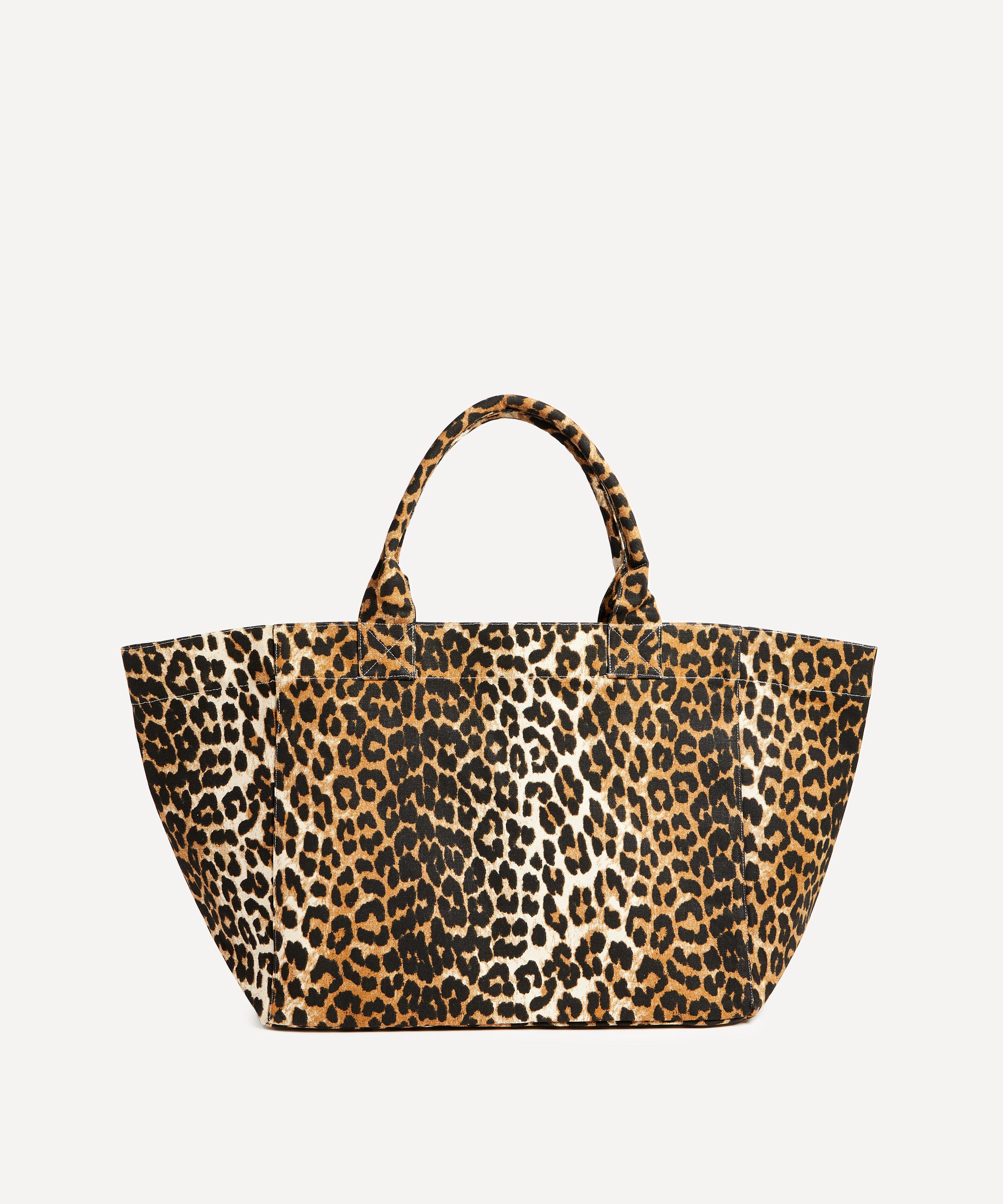 Ganni - Leopard Oversized Canvas Tote Bag image number 3