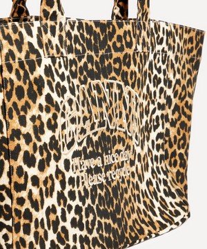Ganni - Leopard Oversized Canvas Tote Bag image number 4