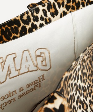 Ganni - Leopard Oversized Canvas Tote Bag image number 5