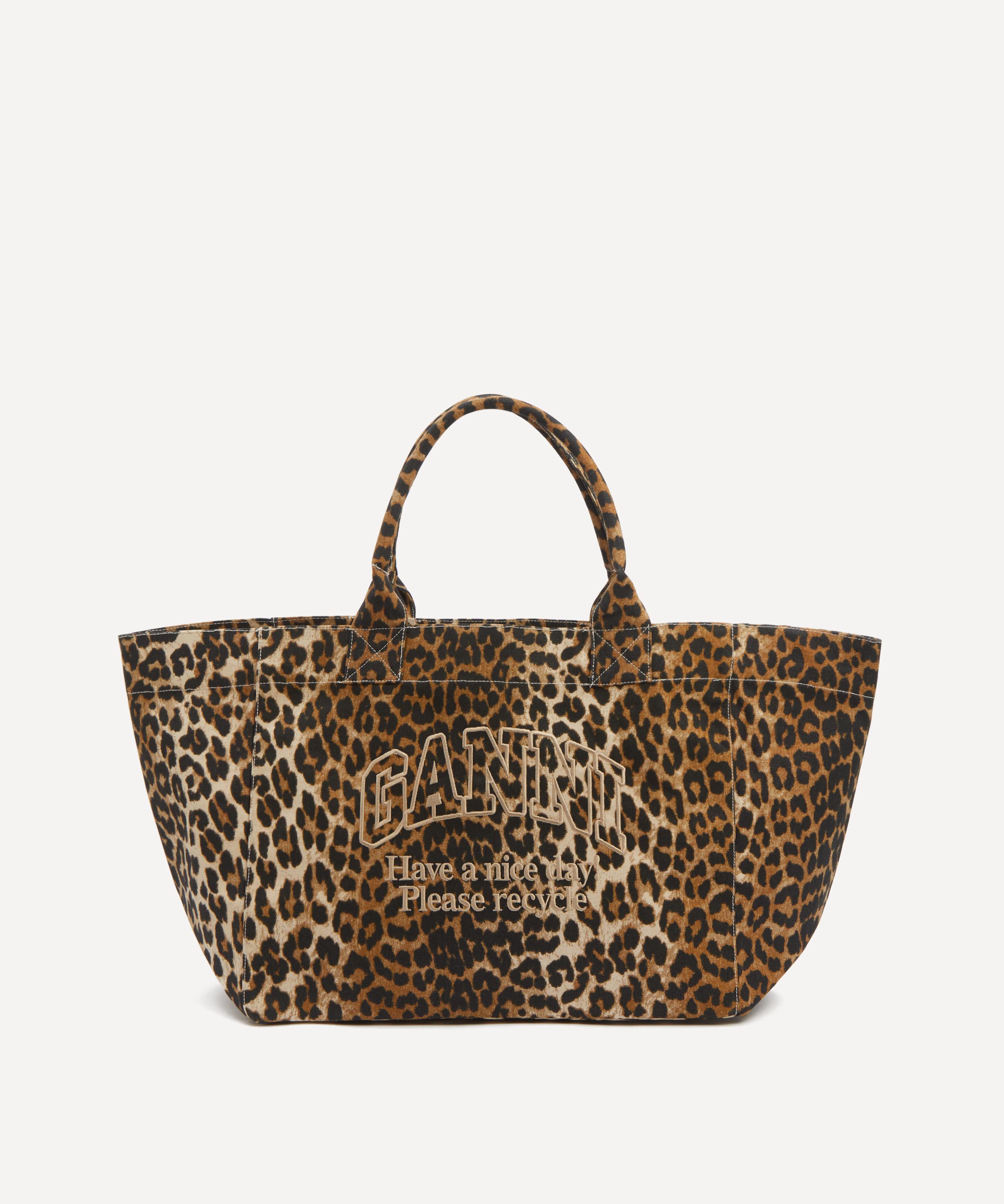 Ganni - Leopard Oversized Canvas Tote Bag