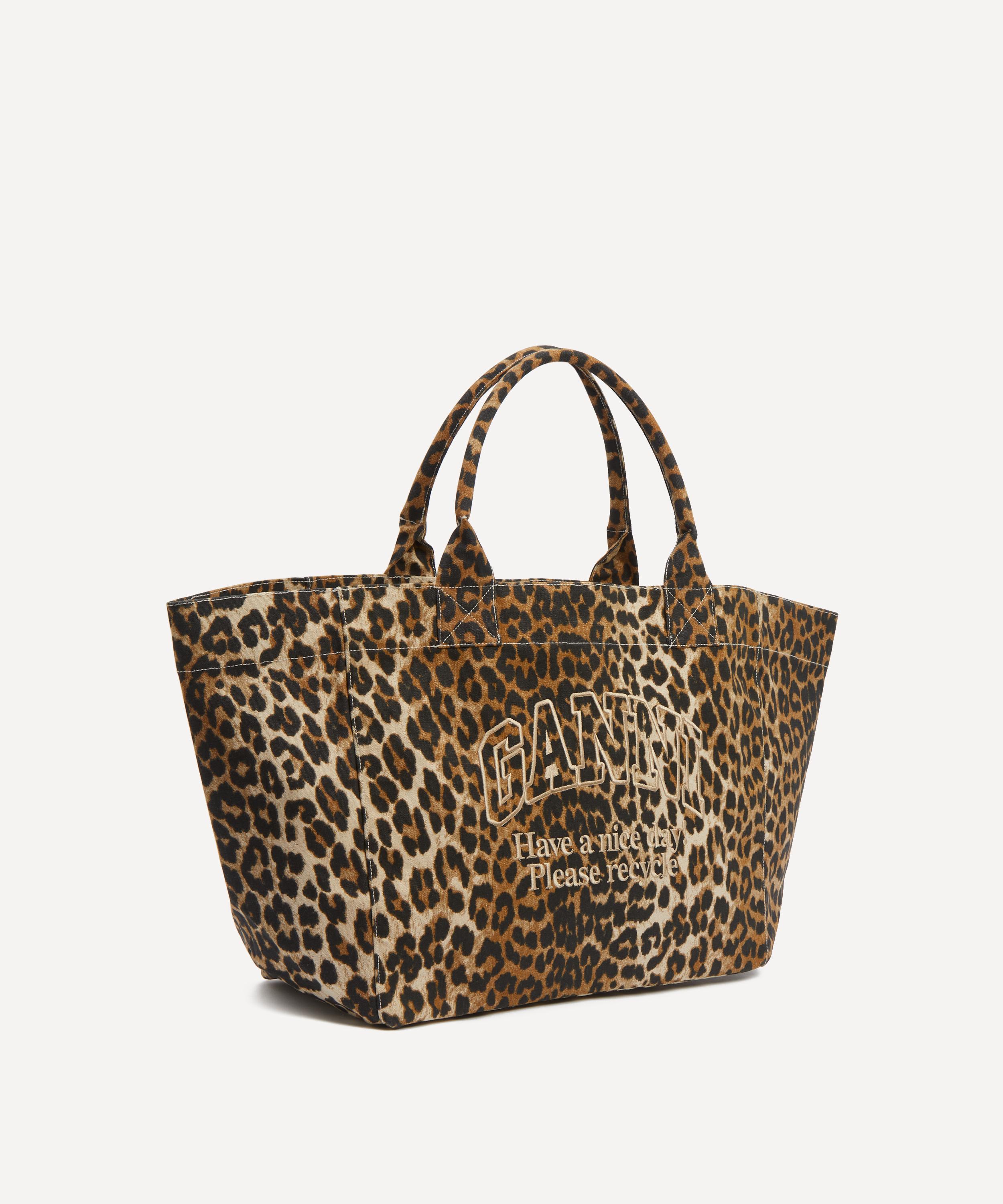 Ganni - Leopard Oversized Canvas Tote Bag image number 2