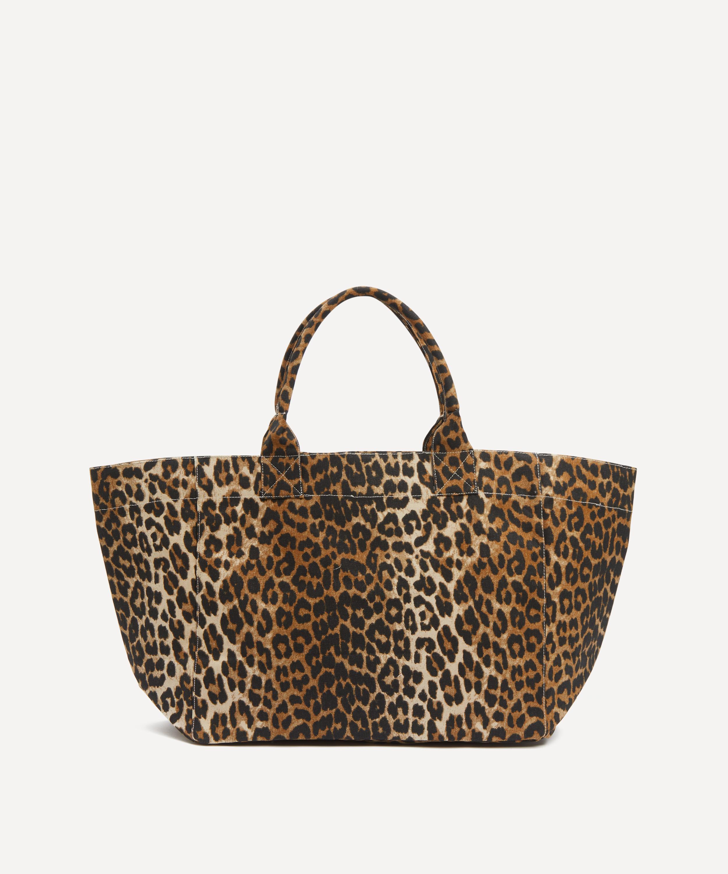 Ganni - Leopard Oversized Canvas Tote Bag image number 3