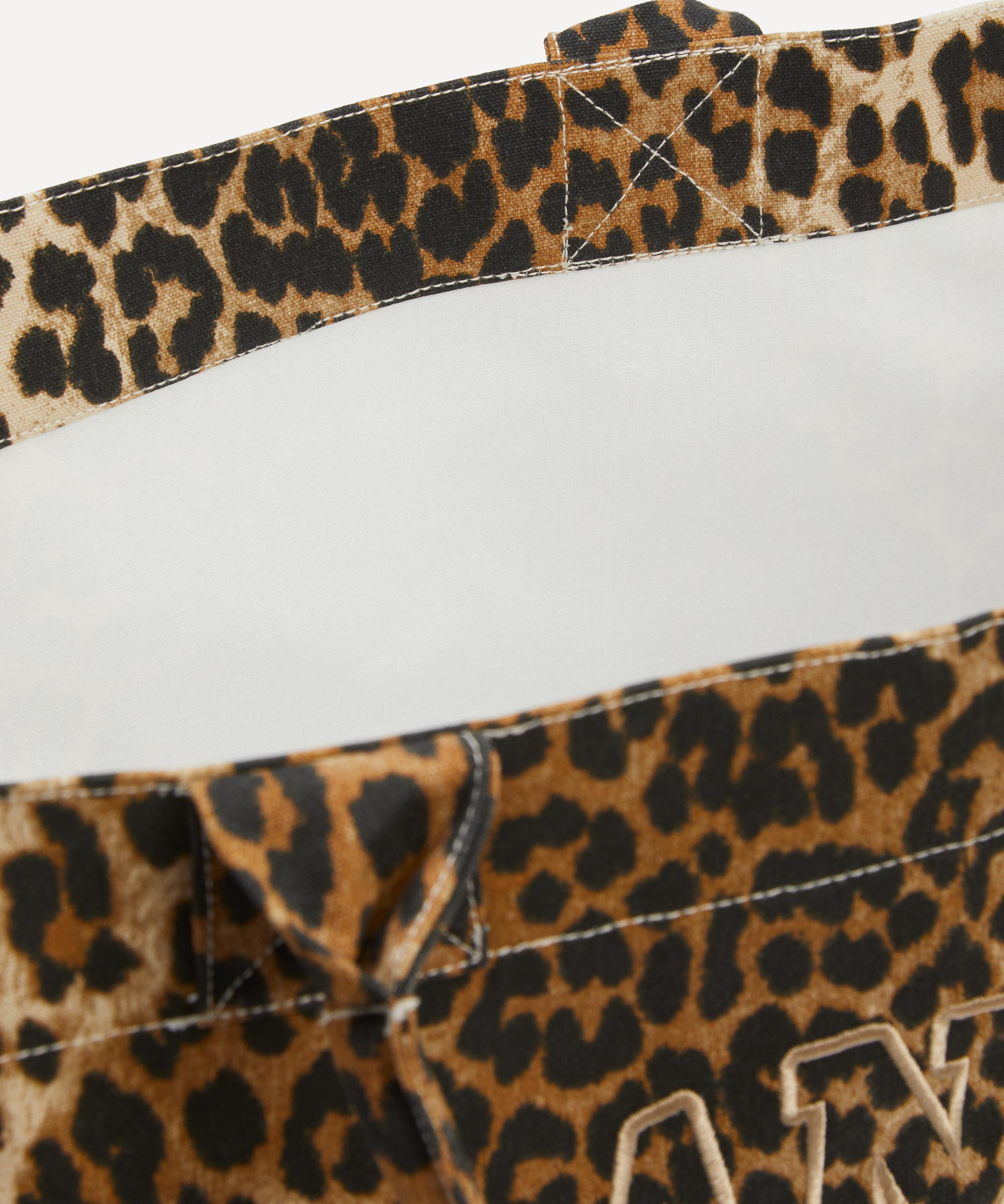 Ganni - Leopard Oversized Canvas Tote Bag image number 5