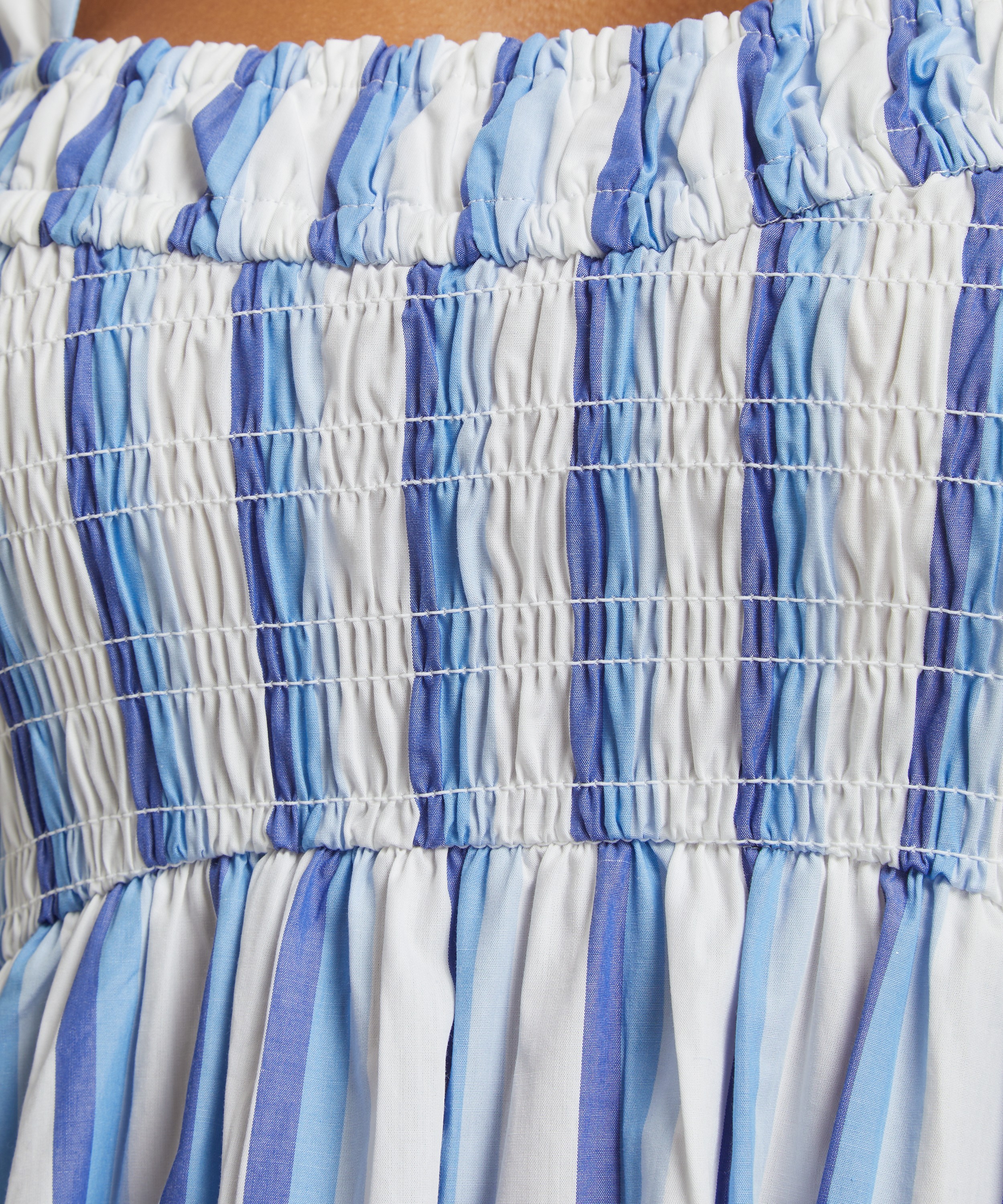 Ganni - Striped Cotton Smock Long Dress image number 4