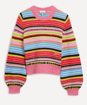 Ganni - Striped Soft O-neck Sweater image number 0