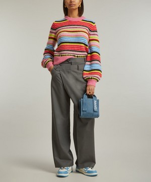Ganni - Striped Soft O-neck Sweater image number 1