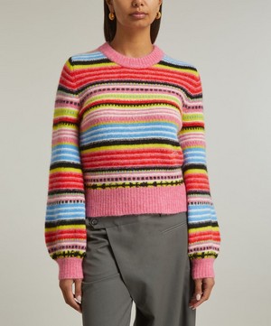 Ganni - Striped Soft O-neck Sweater image number 2
