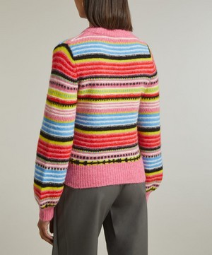 Ganni - Striped Soft O-neck Sweater image number 3