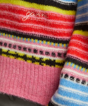 Ganni - Striped Soft O-neck Sweater image number 4