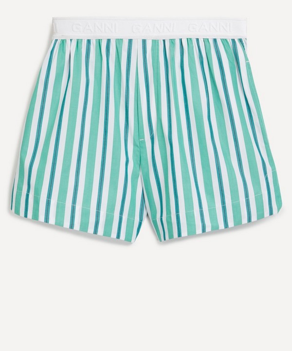 Ganni - Striped Cotton Elasticated Shorts