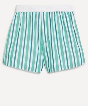 Ganni - Striped Cotton Elasticated Shorts image number 0