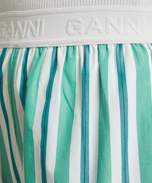 Ganni - Striped Cotton Elasticated Shorts image number 4