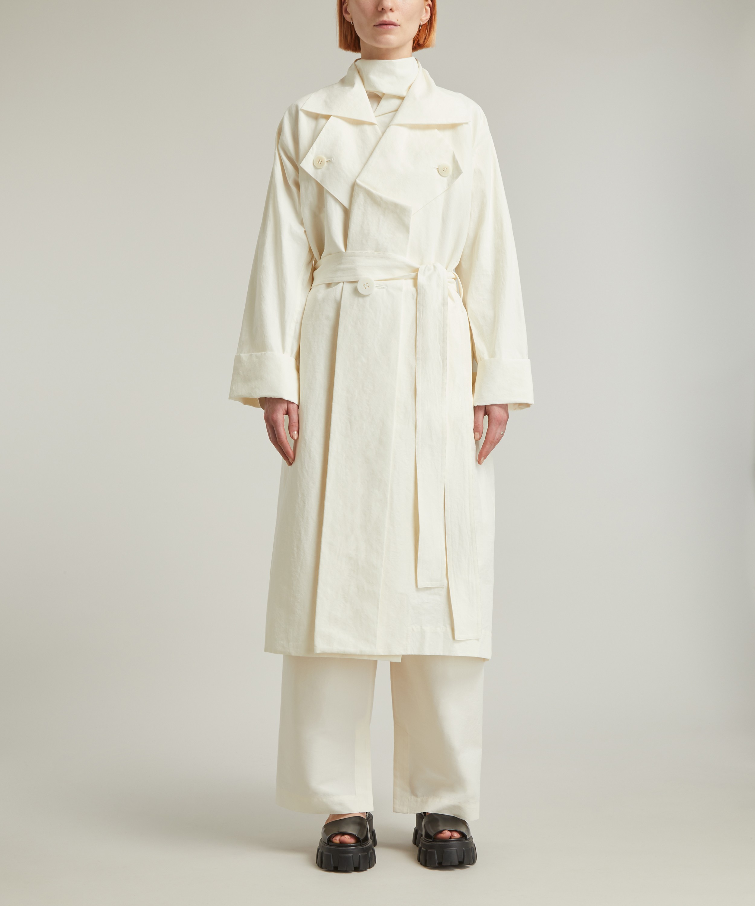Issey Miyake - Shaped Membrane Linen-Blend Trench Coat image number 2