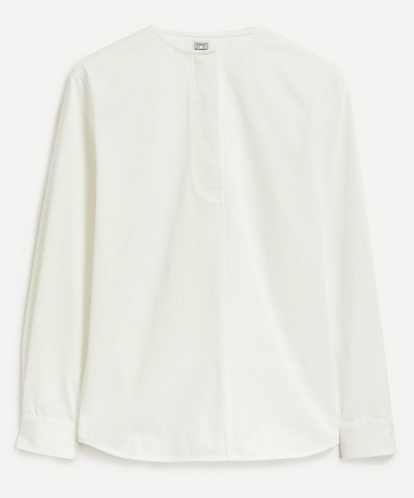 Toteme - Collarless Cotton Twill Shirt