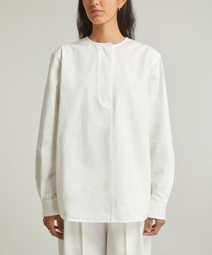 Toteme - Collarless Cotton Twill Shirt image number 2
