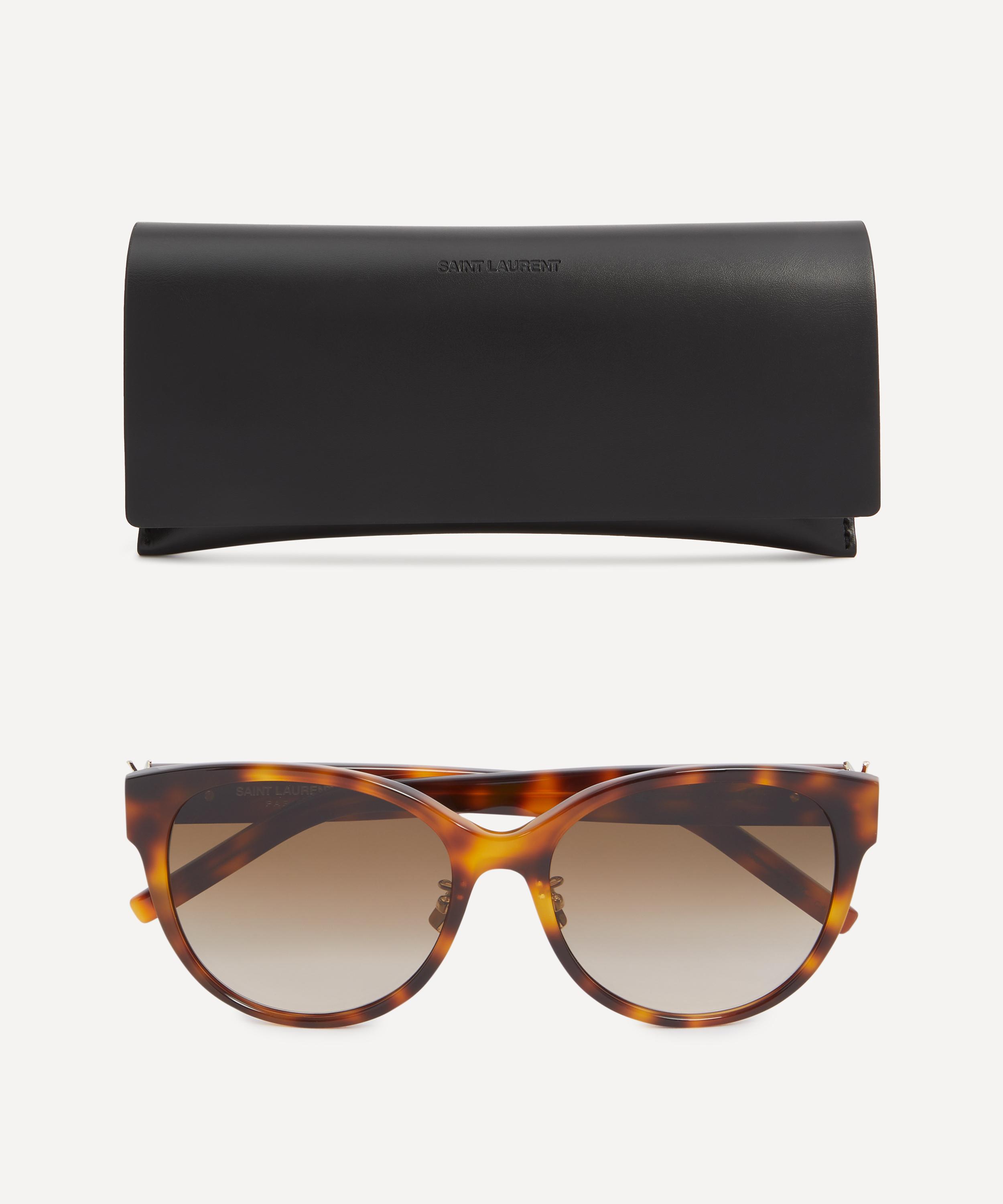 Saint Laurent - Oval Havana Acetate Sunglasses image number 3