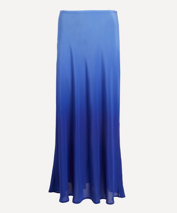 RIXO - Kelly Ombré Blue Silk Skirt image number null