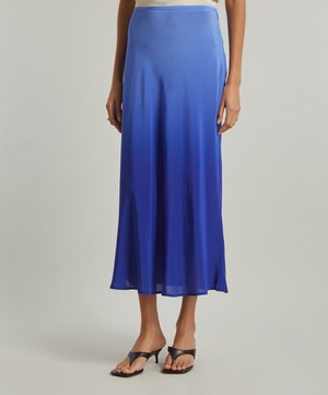 RIXO - Kelly Ombré Blue Silk Skirt image number 2