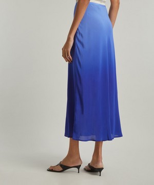 RIXO - Kelly Ombré Blue Silk Skirt image number 3