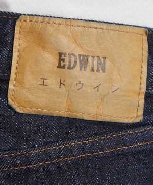 Edwin - Slim Tapered Kurabo Denim Red Selvage Jeans in Blue  Dark Used  image number 4