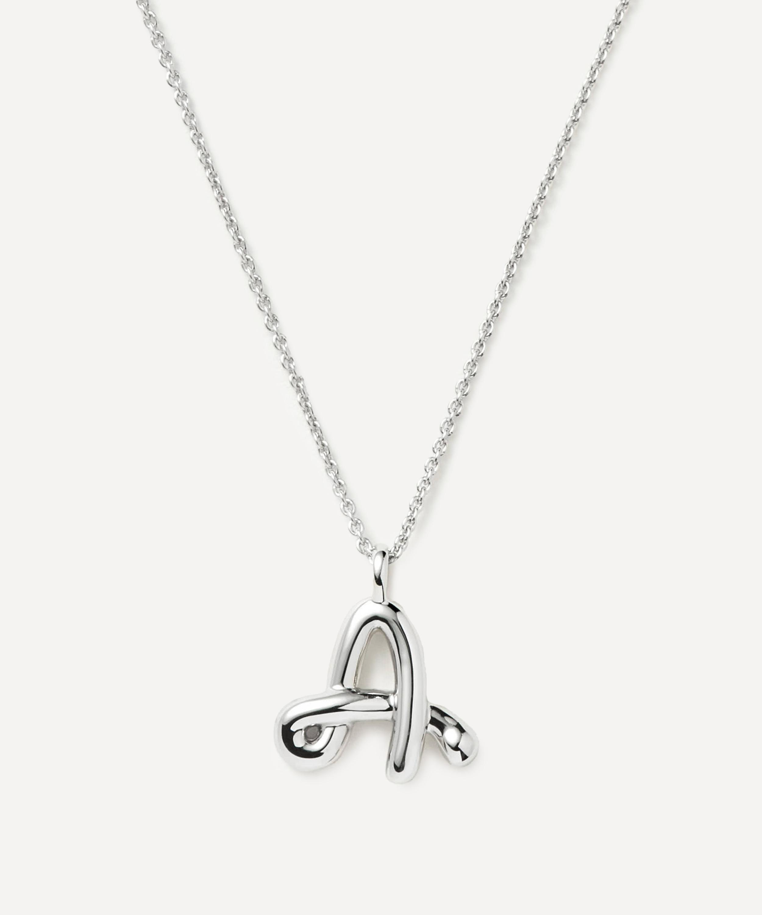 Missoma - Sterling Silver Curly Molten A Initial Pendant Necklace