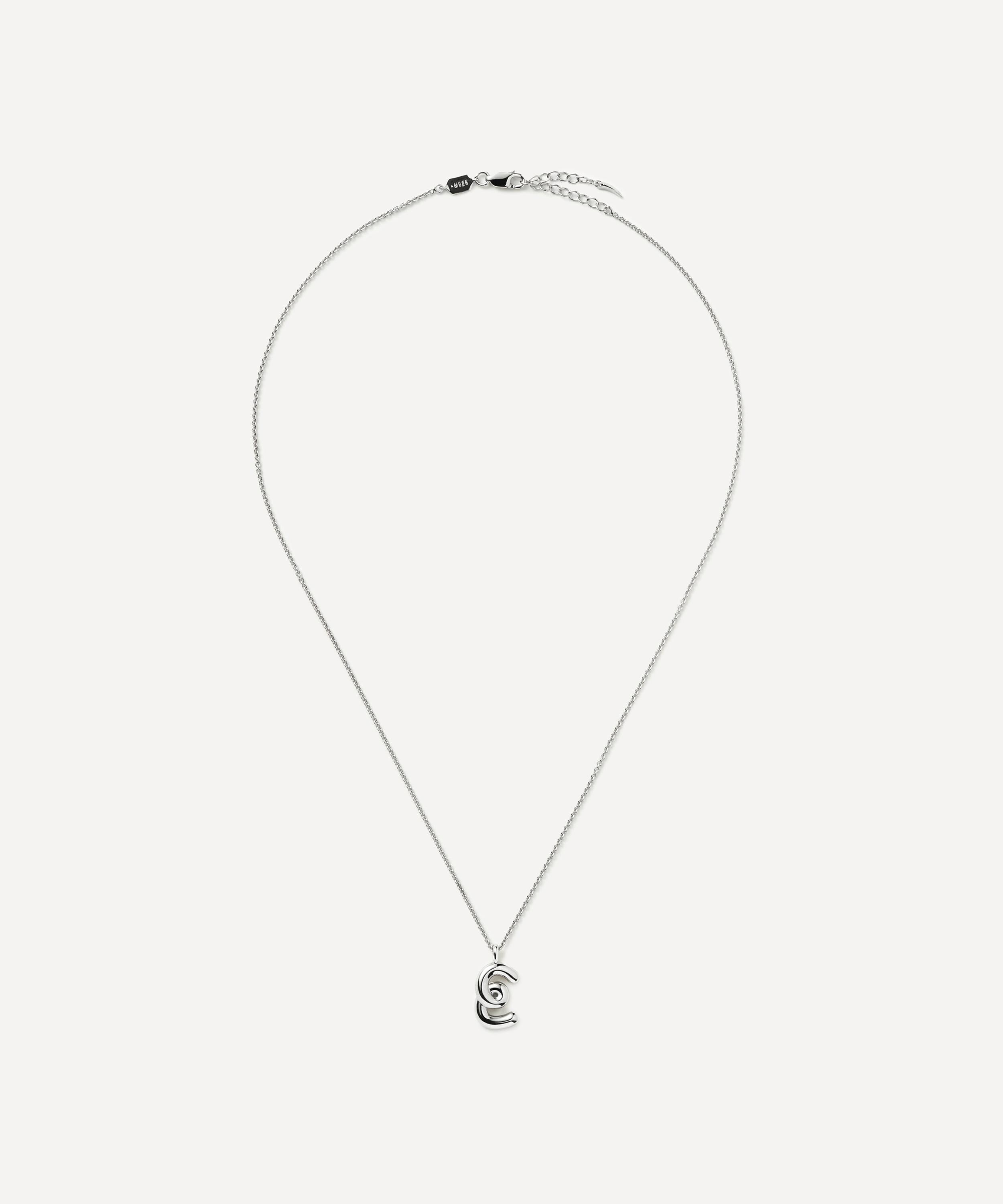 Missoma - Sterling Silver Curly Molten E Initial Pendant Necklace image number 1