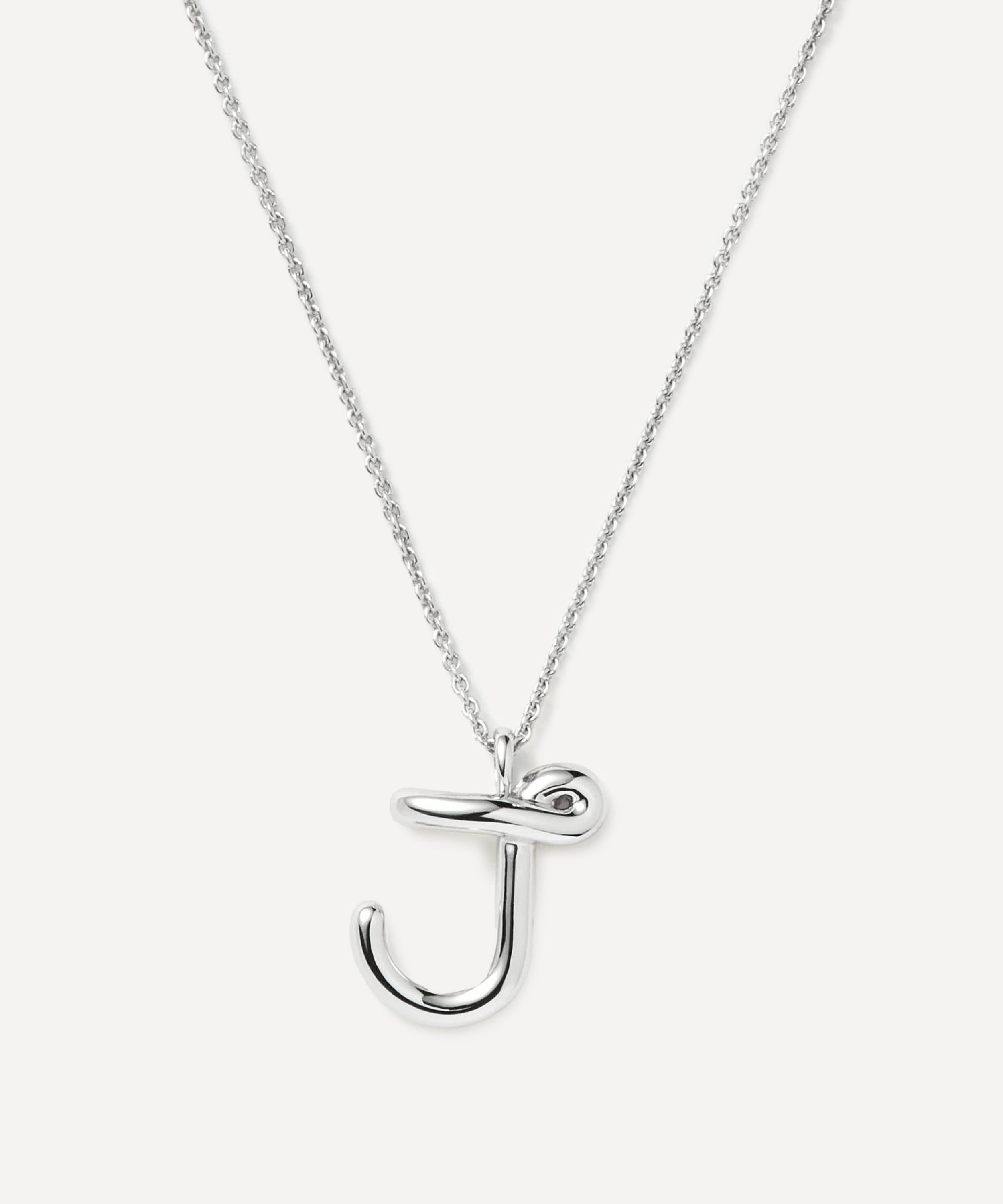 Missoma - Sterling Silver Curly Molten J Initial Pendant Necklace