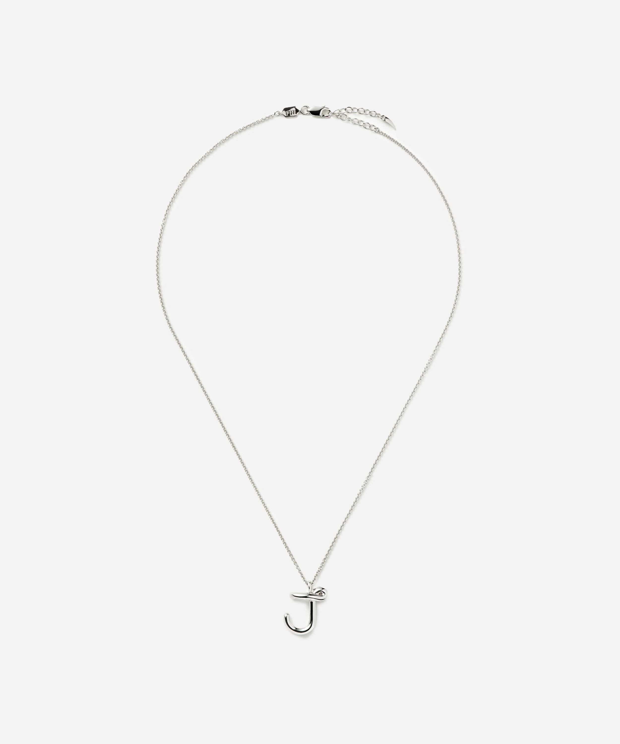 Missoma - Sterling Silver Curly Molten J Initial Pendant Necklace image number 1