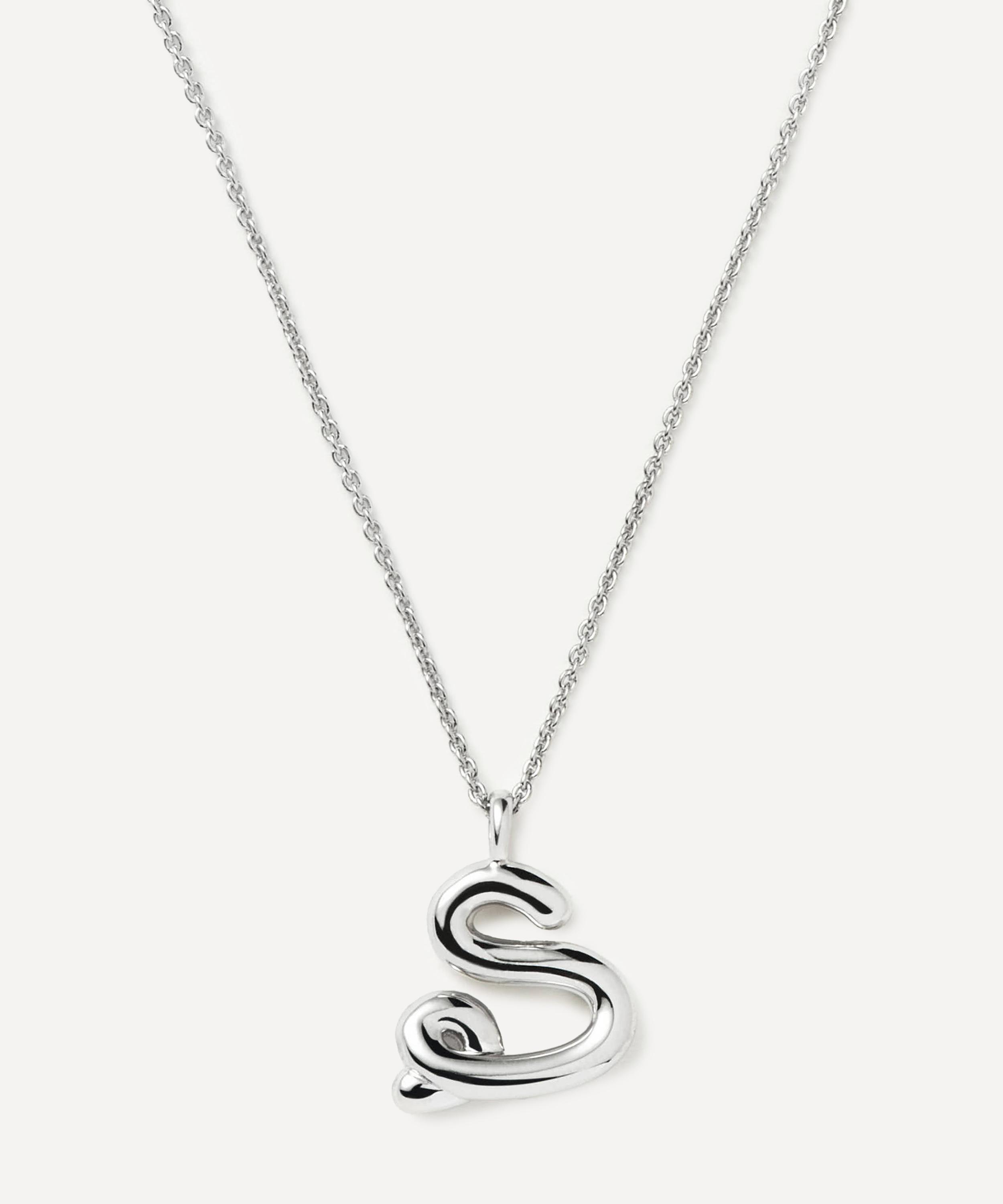 Missoma - Sterling Silver Curly Molten S Initial Pendant Necklace