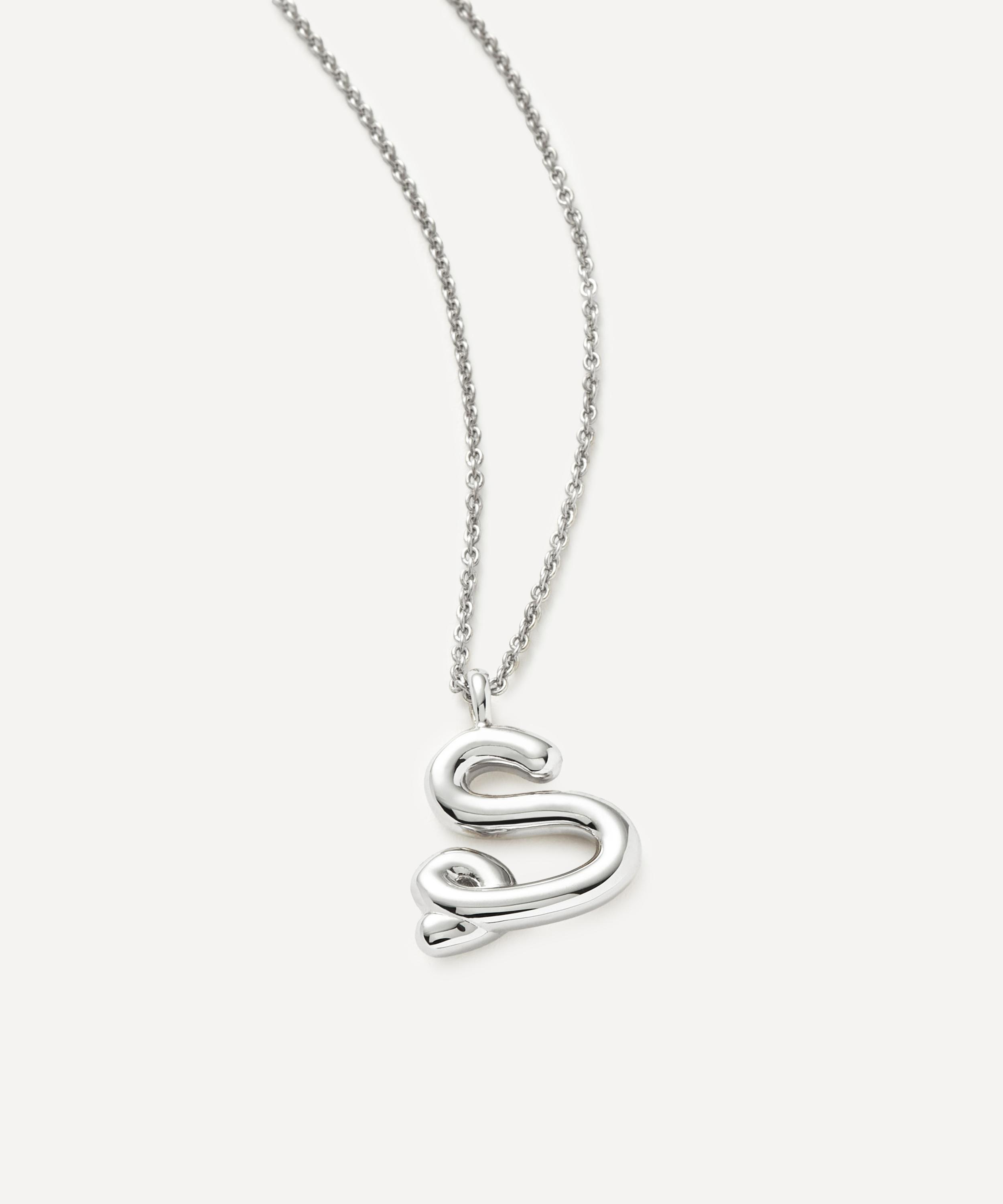 Missoma - Sterling Silver Curly Molten S Initial Pendant Necklace image number 1