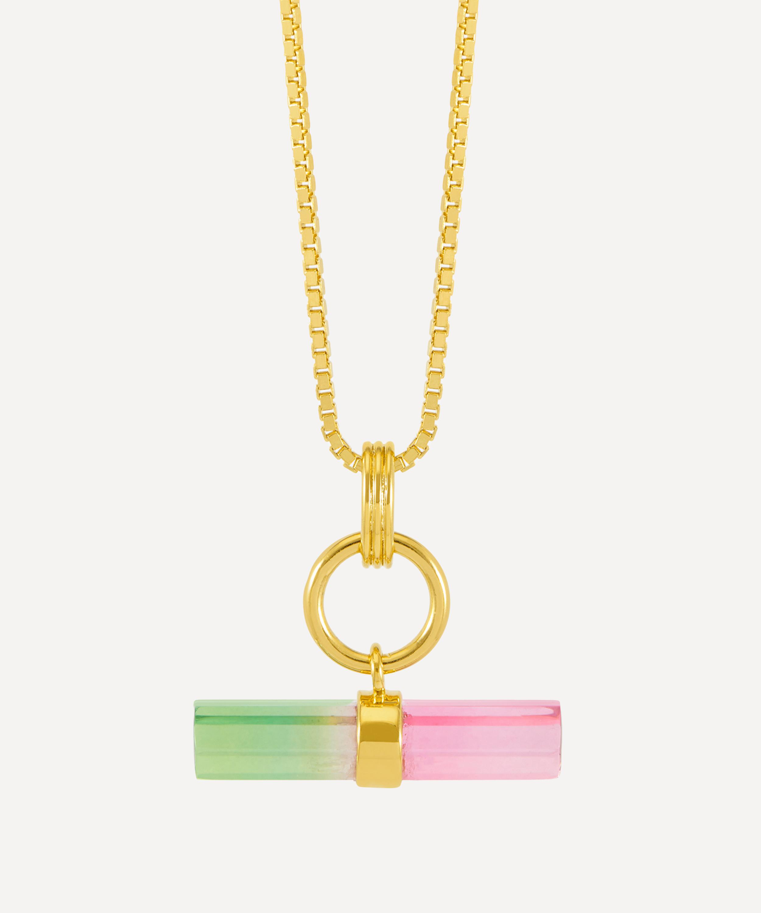 Rachel Jackson - 22ct Gold-Plated Watermelon T-Bar Pendant Necklace image number 0