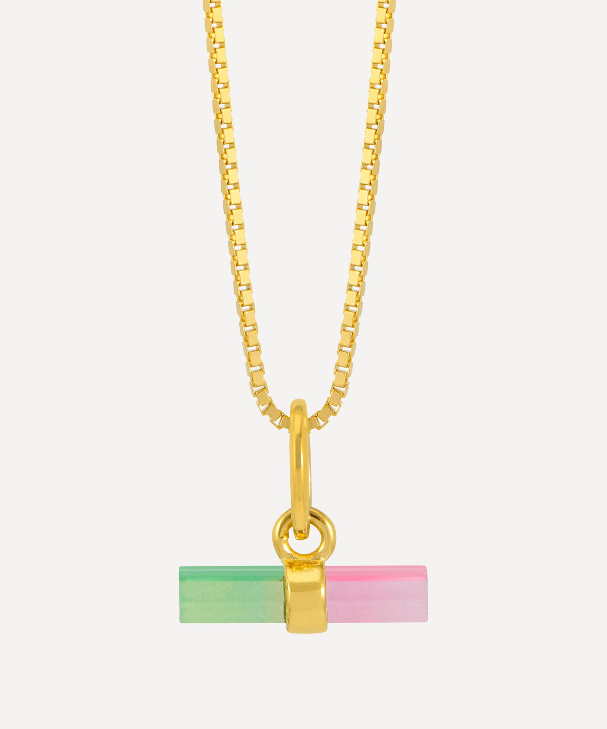 Rachel Jackson - 22ct Gold-Plated Watermelon Mini T-Bar Pendant Necklace image number 0