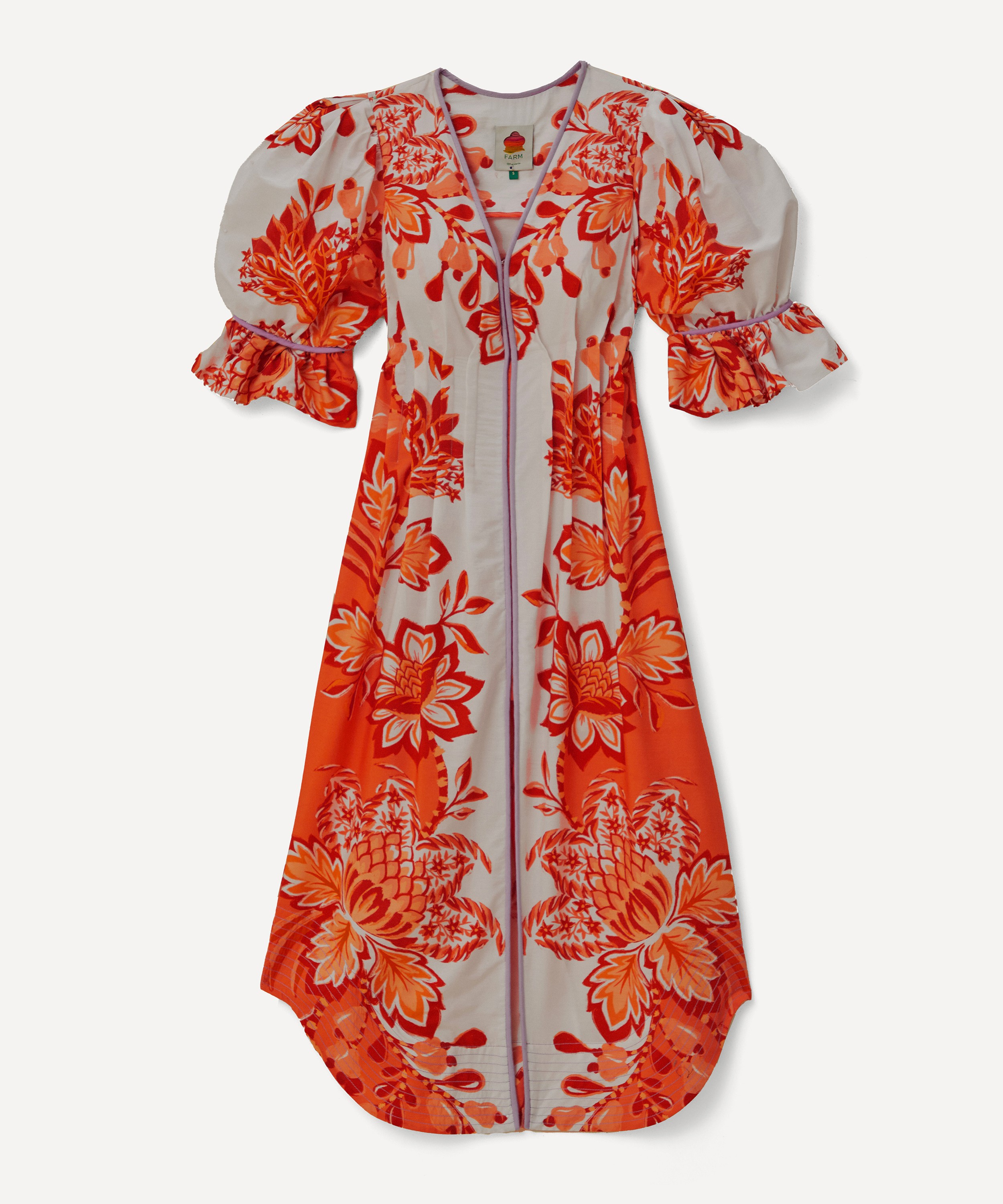 FARM Rio - Aura Orange V-Neck Midi Dress image number 0