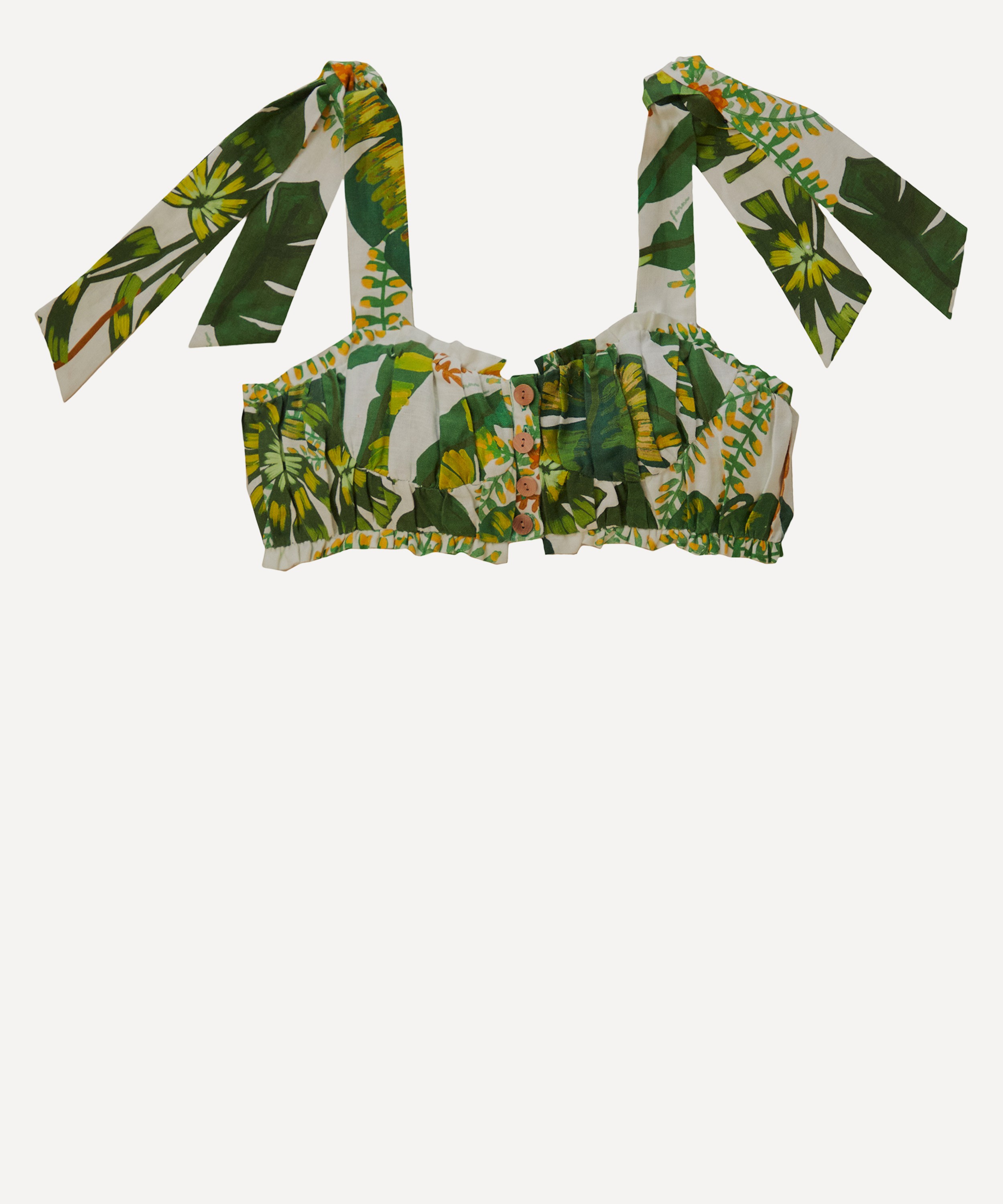 FARM Rio - Tropical Forest Off-White Knot Crop-Top image number 0