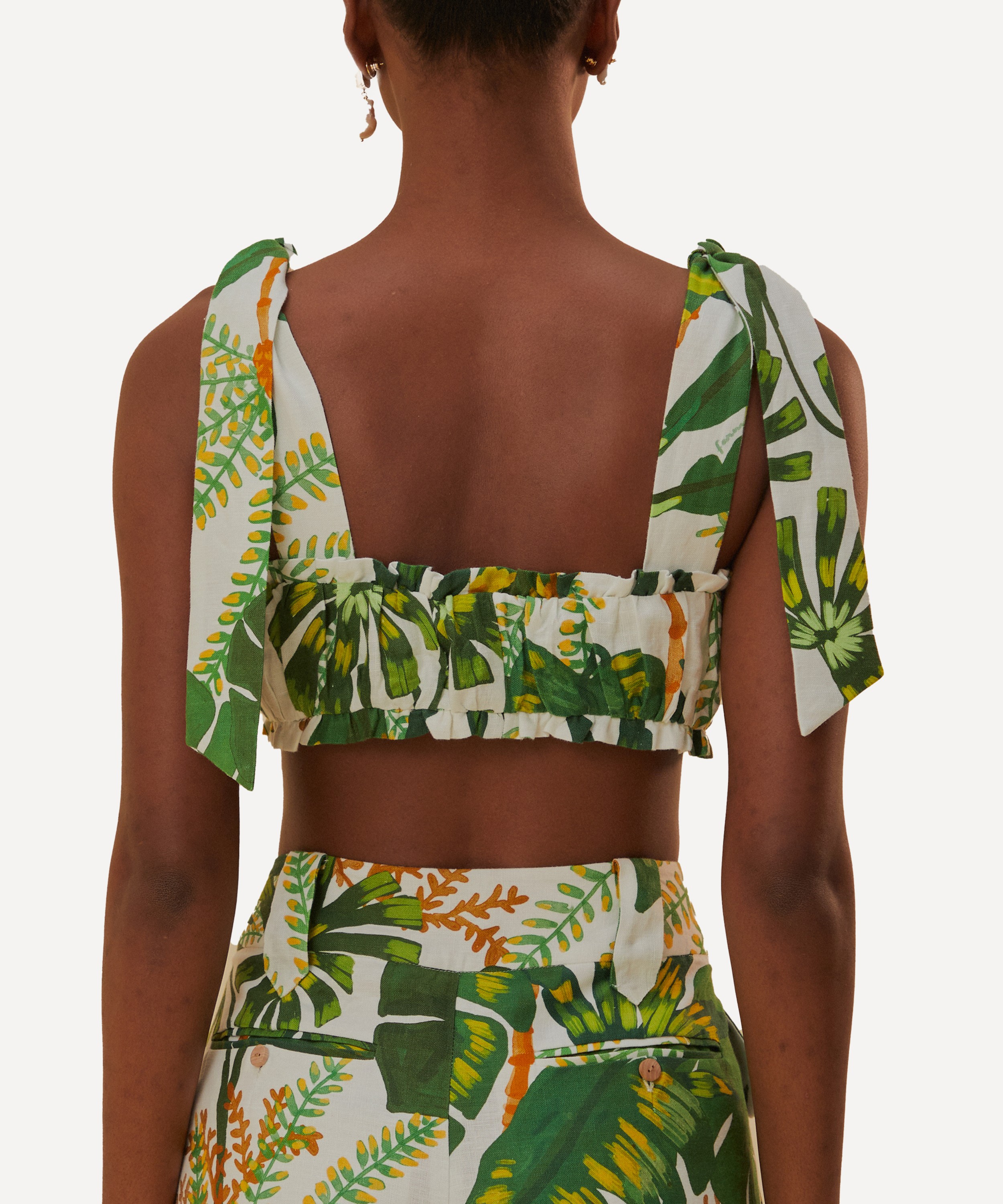 FARM Rio - Tropical Forest Off-White Knot Crop-Top image number 2