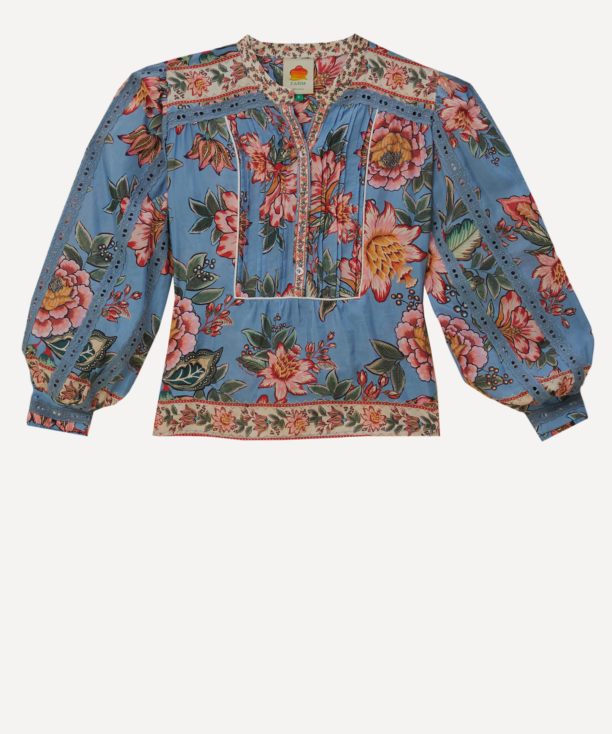 FARM Rio - Wonderful Bouquet Blue Long–Sleeve Top