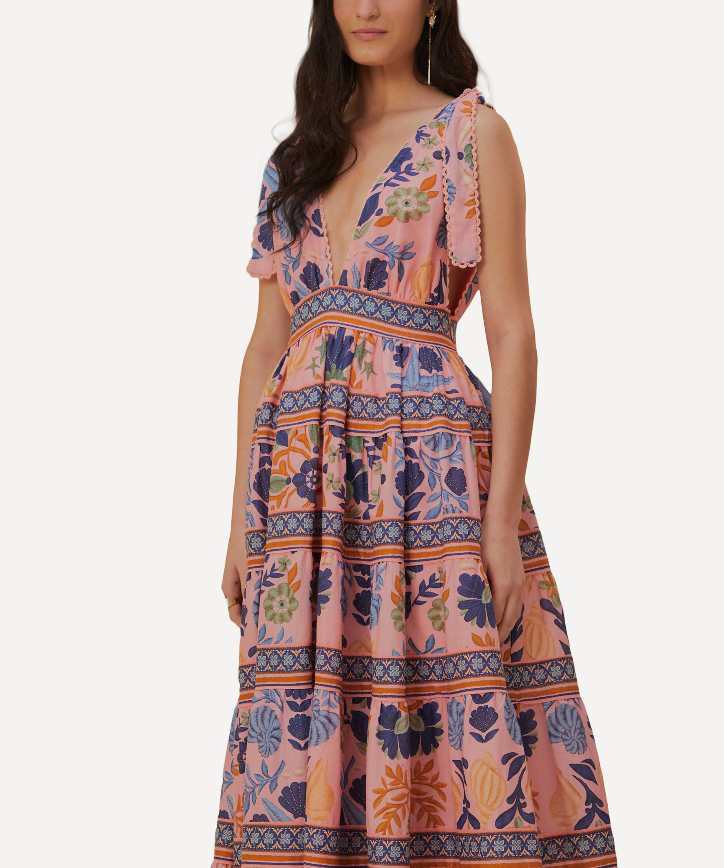 FARM Rio - Seashell Tapestry Pink Midi-Dress image number 1