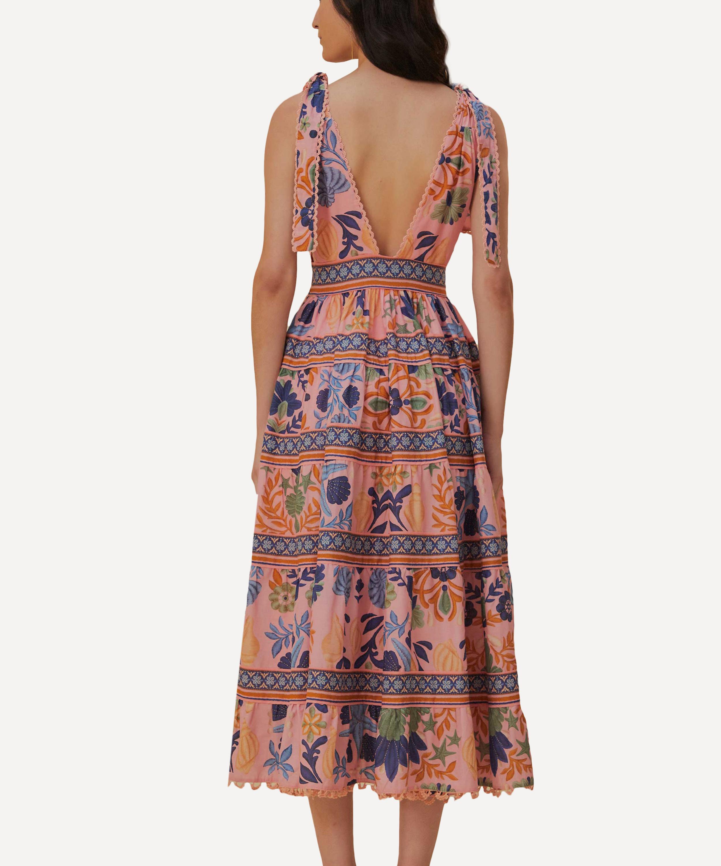 FARM Rio - Seashell Tapestry Pink Midi-Dress image number 2