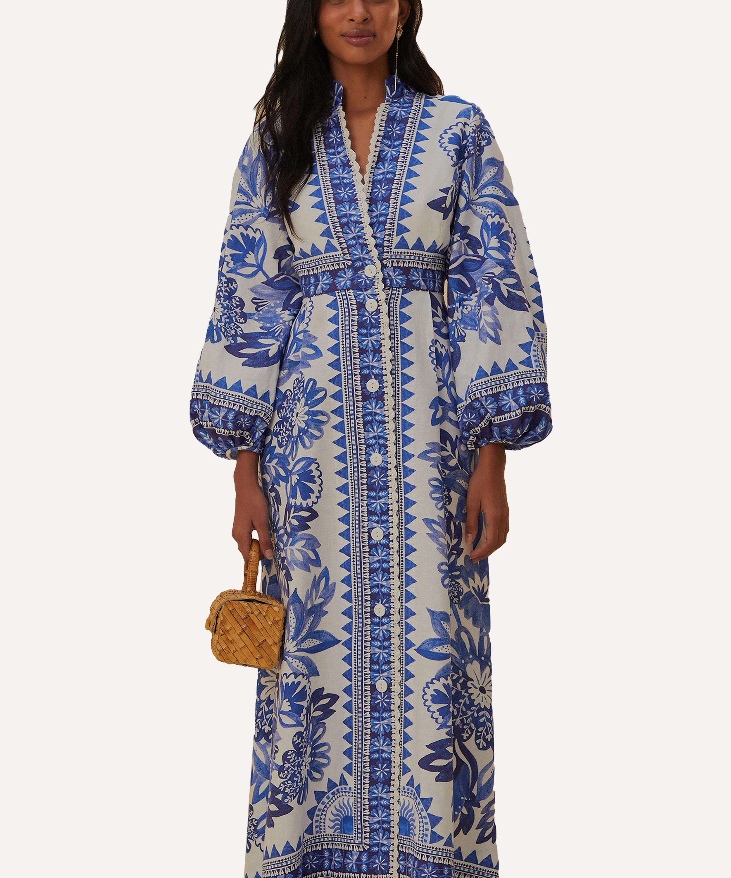 FARM Rio - Off-White Flora Tapestry Maxi Dress image number 1