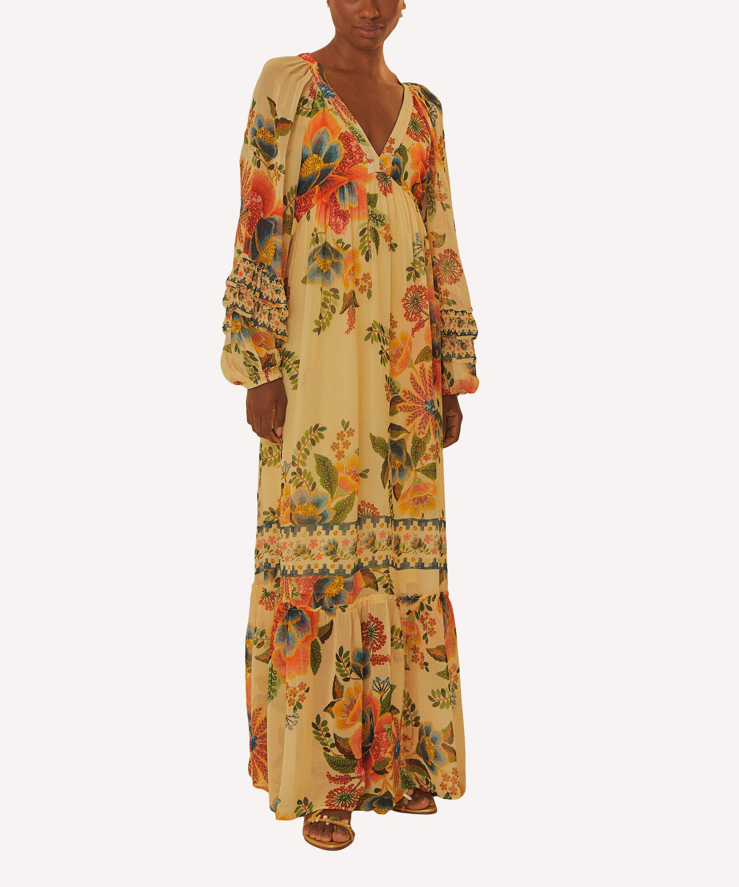 FARM Rio - Delicate Garden Sand Maxi Dress image number 1