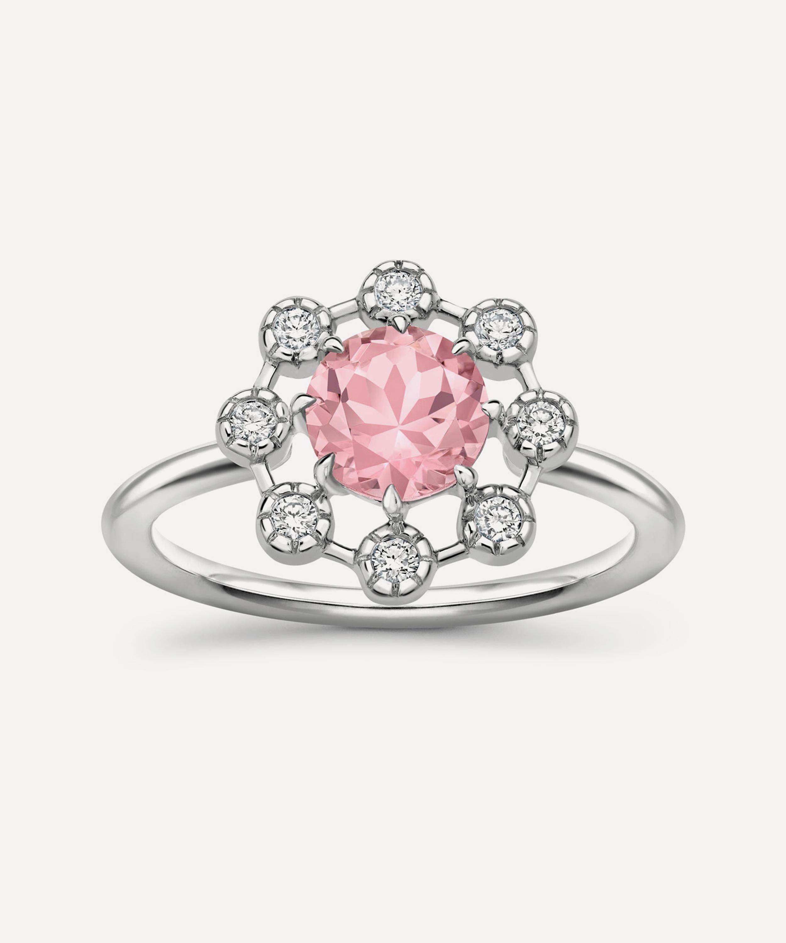 Dinny Hall - 14ct White Gold Celandine Pink Tourmaline and Diamond Ring