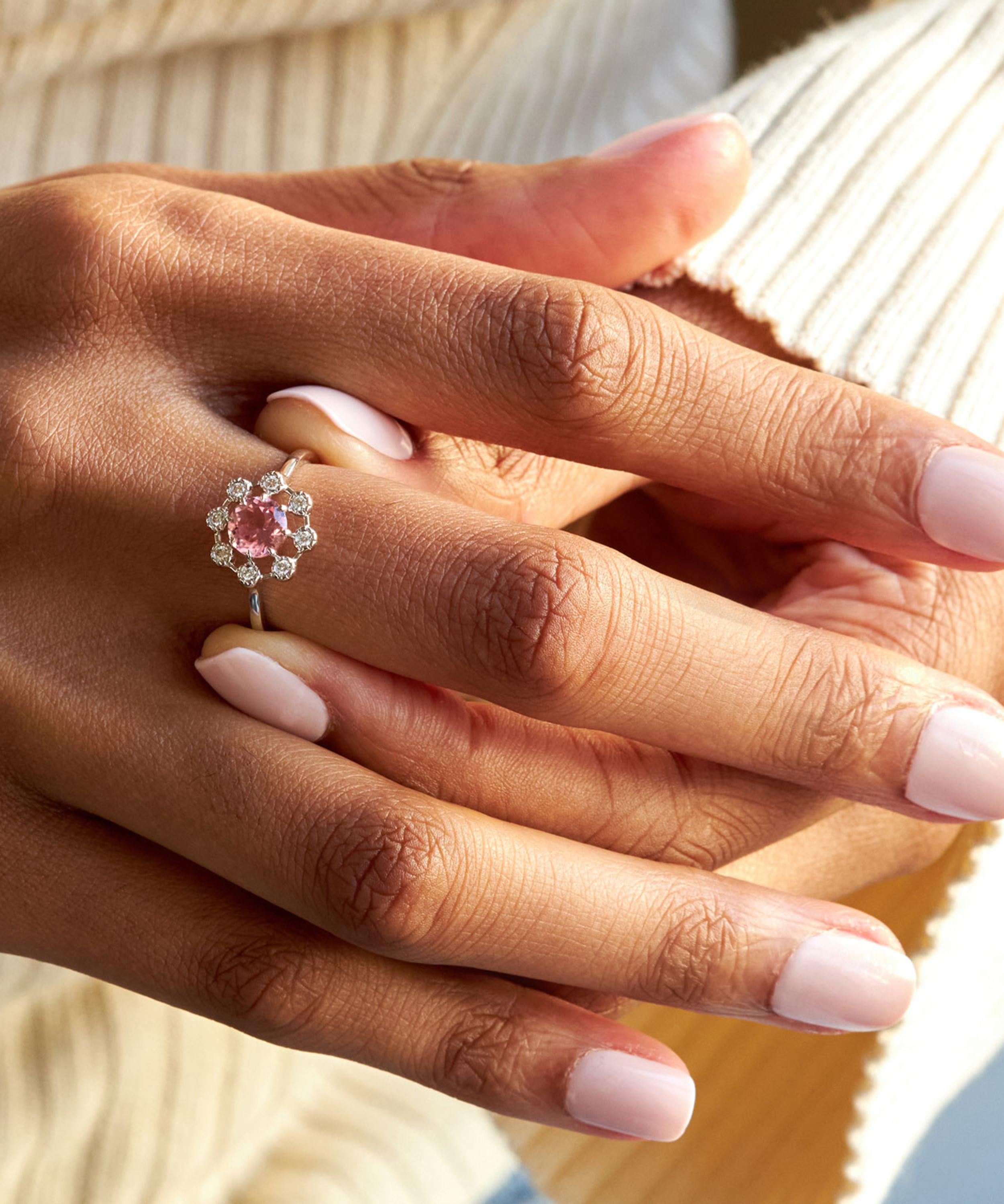 Dinny Hall - 14ct White Gold Celandine Pink Tourmaline and Diamond Ring image number 1