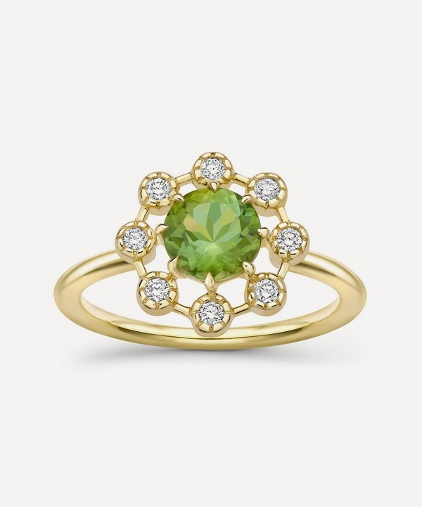 Dinny Hall - 14ct Gold Celandine Green Tourmaline and Diamond Ring image number null