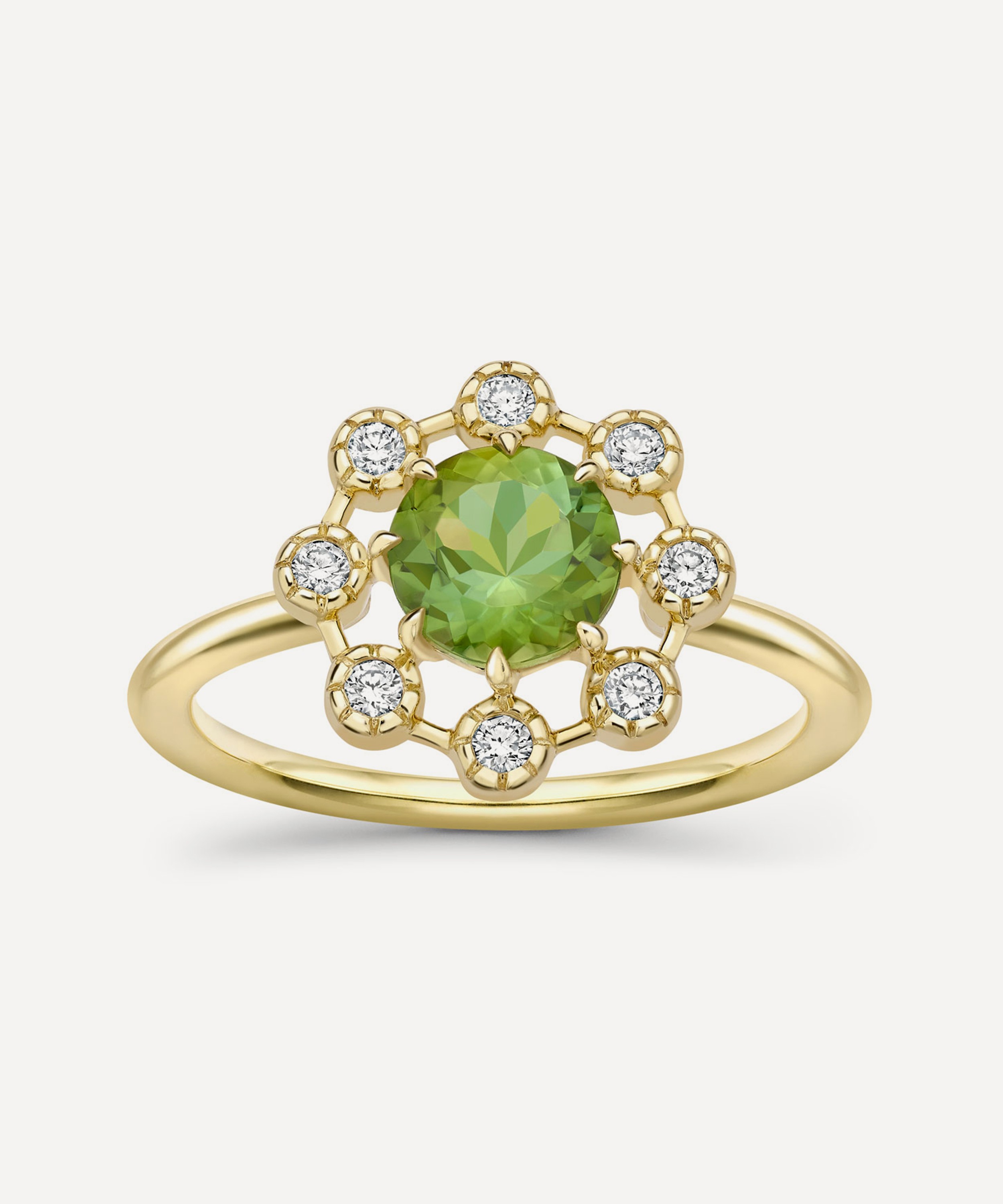 Dinny Hall - 14ct Gold Celandine Green Tourmaline and Diamond Ring image number 0