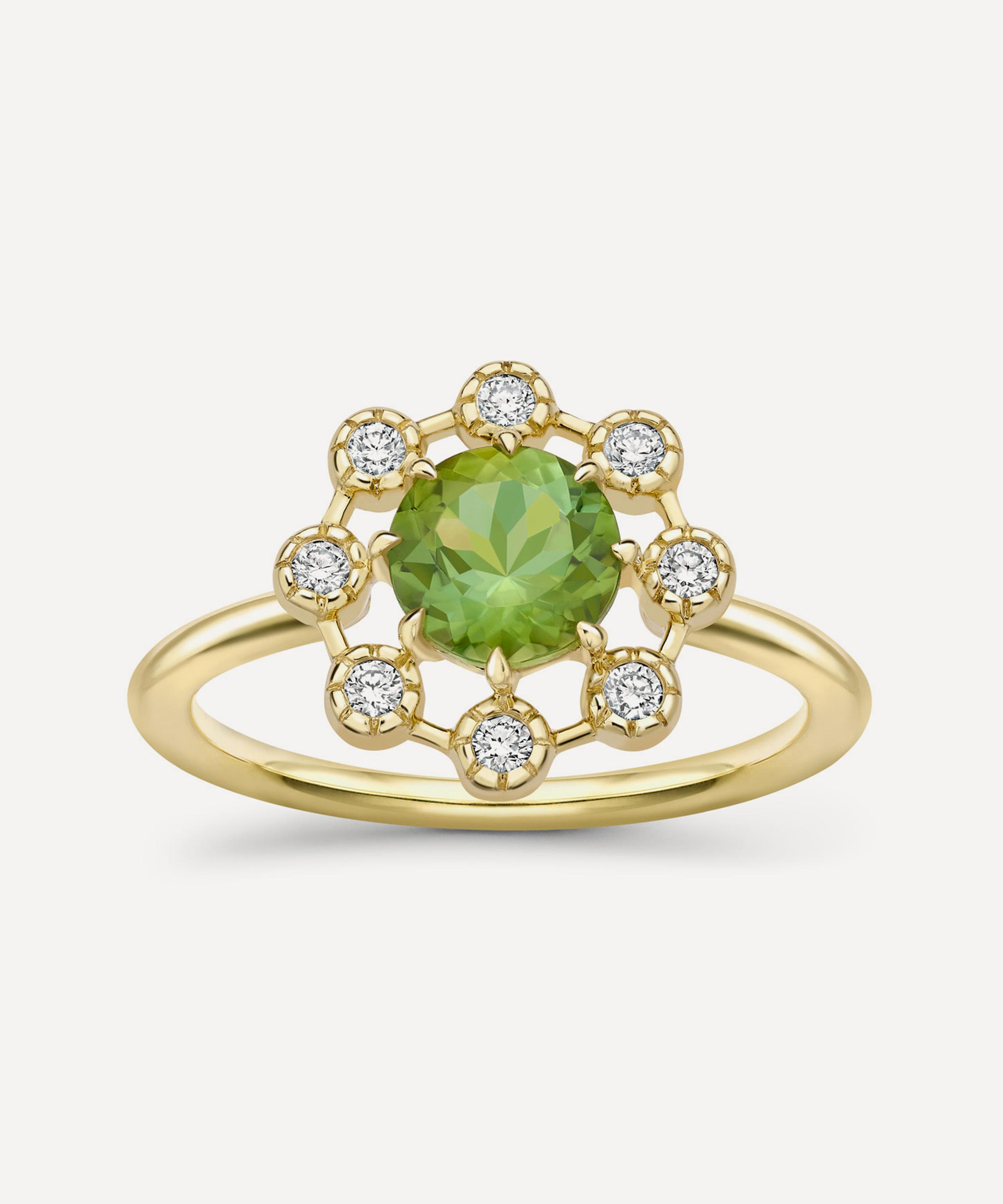 Dinny Hall - 14ct Gold Celandine Green Tourmaline and Diamond Ring