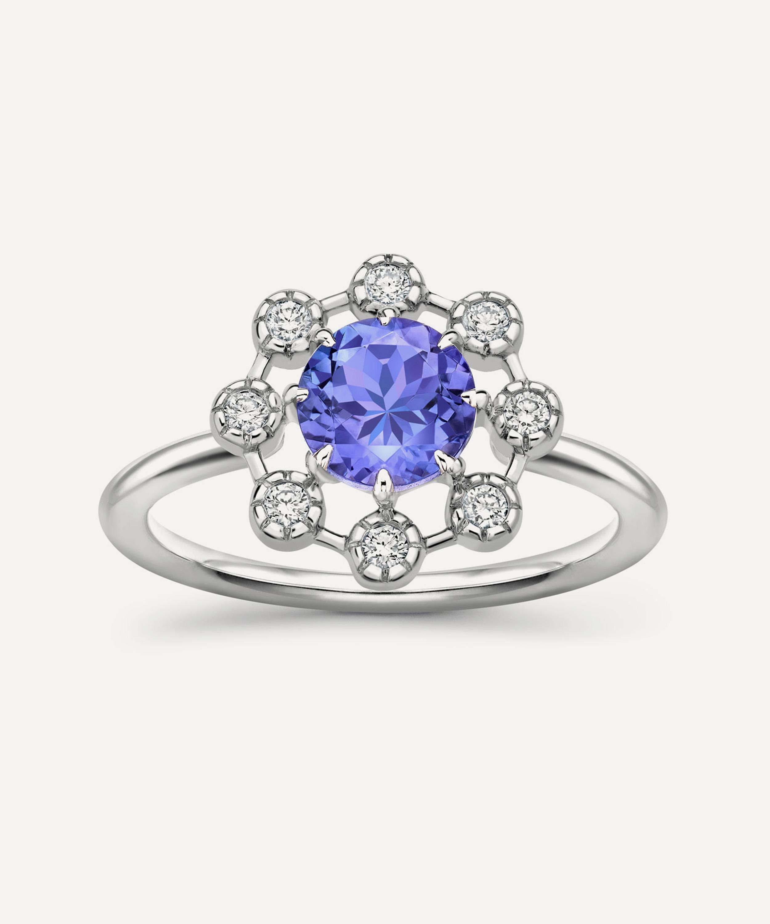 Dinny Hall - 14ct White Gold Celandine Tanzanite and Diamond Ring